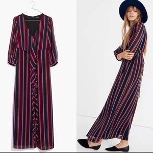Madewell Red and Navy Striped Maxi Dress